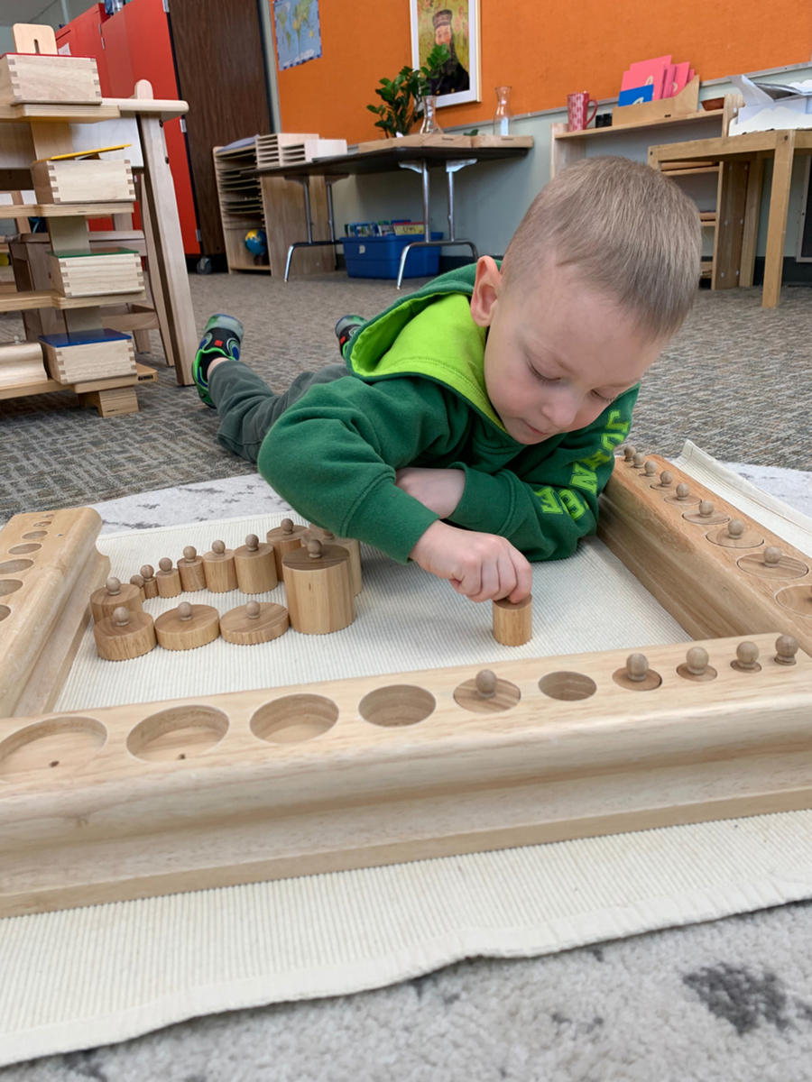 Student learning shapes and sizes
